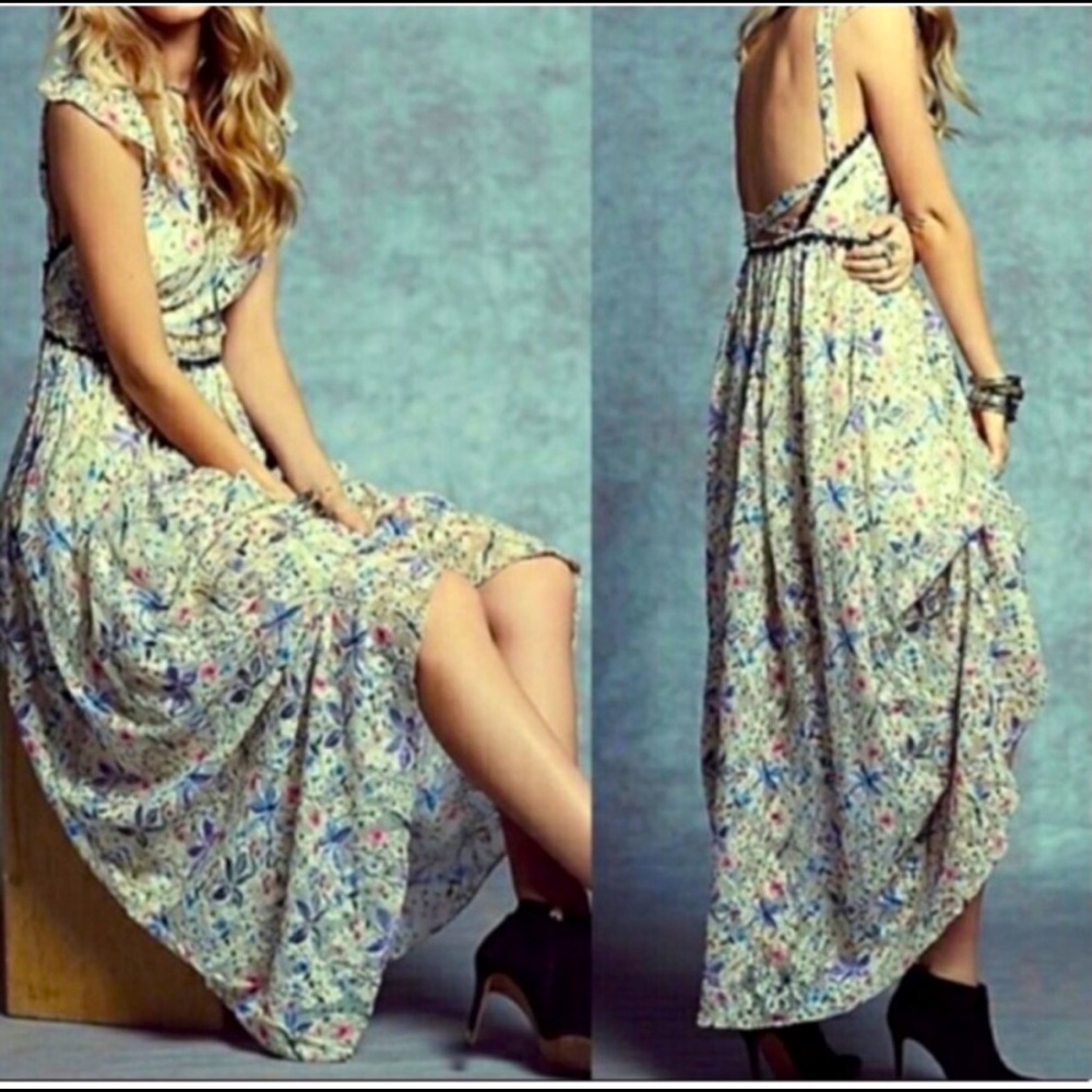 NWT Brand New Free People Cherry Blossom Spring Garden Combo Maxi Dress size 10
